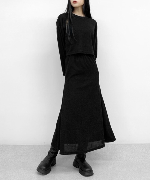 LVEU.(ラブユ.)の「【ZOZOTOWN限定】Light rib knit skirt setup / ライトリブニットスカートセットアップ(セットアップ・レディース・ブラック・FREE)」の7枚目の写真
