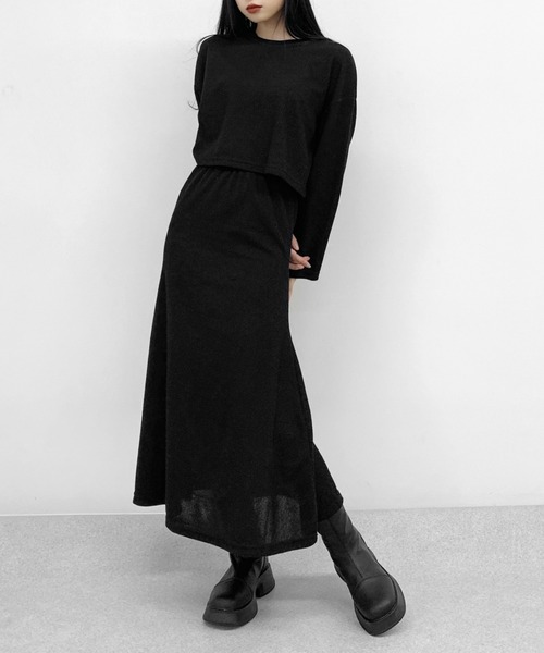 LVEU.(ラブユ.)の「【ZOZOTOWN限定】Light rib knit skirt setup / ライトリブニットスカートセットアップ(セットアップ・レディース・ブラック・FREE)」の10枚目の写真