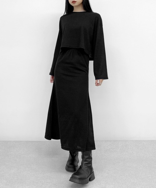 LVEU.(ラブユ.)の「【ZOZOTOWN限定】Light rib knit skirt setup / ライトリブニットスカートセットアップ(セットアップ・レディース・ブラック・FREE)」の11枚目の写真