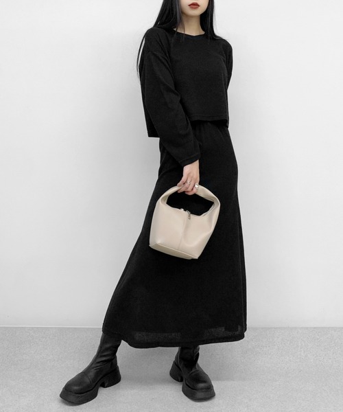 LVEU.(ラブユ.)の「【ZOZOTOWN限定】Light rib knit skirt setup / ライトリブニットスカートセットアップ(セットアップ・レディース・ブラック・FREE)」の13枚目の写真