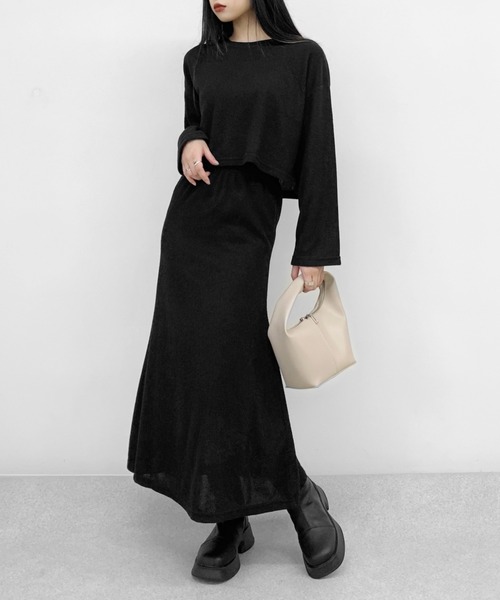 LVEU.(ラブユ.)の「【ZOZOTOWN限定】Light rib knit skirt setup / ライトリブニットスカートセットアップ(セットアップ・レディース・ブラック・FREE)」の14枚目の写真