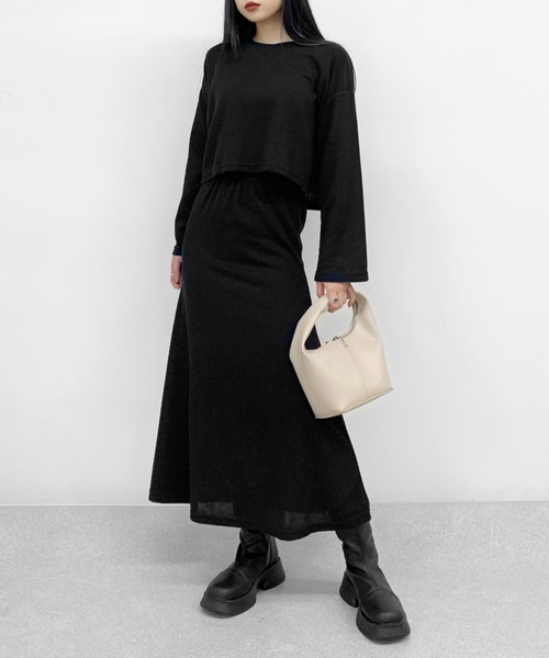LVEU.(ラブユ.)の「【ZOZOTOWN限定】Light rib knit skirt setup / ライトリブニットスカートセットアップ(セットアップ・レディース・ブラック・FREE)」の18枚目の写真