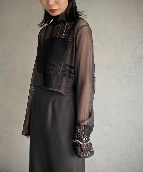 ブラウス シャツ 「＆g'aime」メッシュボリュームフリルベスト　Mesh Volume Frill Vest レディース &g'aime】メッシュボリュームフリルベスト Mesh Volume Frill
