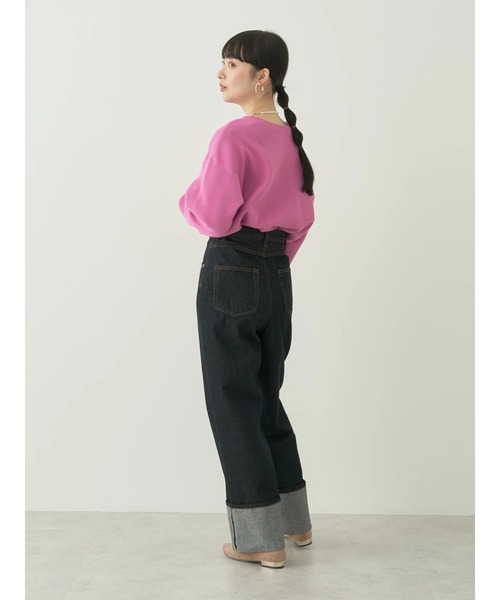 earth music&ecology（アースミュージックアンドエコロジー）の「スナップ釦リブカーディガン（カーディガン/ボレロ・レディース・ベージュ/ブラック/ピンク/サックスブルー・FREE）」の5枚目の写真