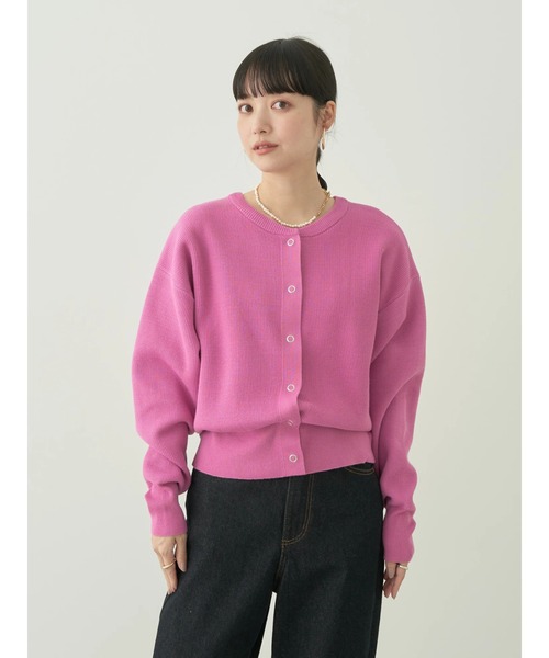 earth music&ecology（アースミュージックアンドエコロジー）の「スナップ釦リブカーディガン（カーディガン/ボレロ・レディース・ベージュ/ブラック/ピンク/サックスブルー・FREE）」の6枚目の写真