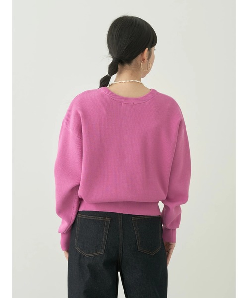 earth music&ecology（アースミュージックアンドエコロジー）の「スナップ釦リブカーディガン（カーディガン/ボレロ・レディース・ベージュ/ブラック/ピンク/サックスブルー・FREE）」の8枚目の写真