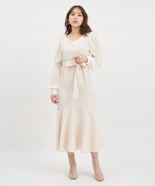ROYAL PARTY（ロイヤルパーティー）の「袖コンシャスマーメイドワンピース（ワンピース・レディース・ブラック/ベージュ/パープル・FREE）」の19枚目の写真
