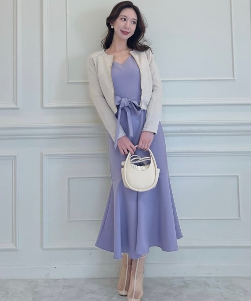 ROYAL PARTY（ロイヤルパーティー）の「袖コンシャスマーメイドワンピース（ワンピース・レディース・ブラック/ベージュ/パープル・FREE）」の8枚目の写真