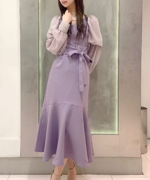 ROYAL PARTY（ロイヤルパーティー）の「袖コンシャスマーメイドワンピース（ワンピース・レディース・ブラック/ベージュ/パープル・FREE）」の6枚目の写真