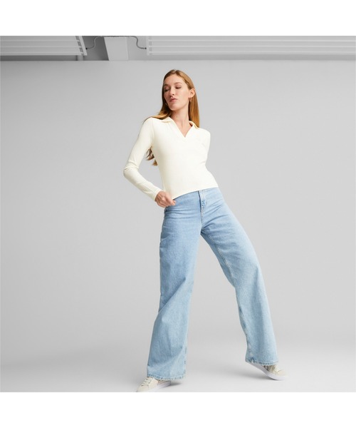 PUMA(プーマ)の「PUMA プーマ ウィメンズ CLASSICS リブ付 Vネック 長袖 Tシャツ(Tシャツ/カットソー・レディース・グリーン/ホワイト系その他/ブラック/ローズ・LARGE/X-SMALL/SMALL/MEDIUM)」の7枚目の写真