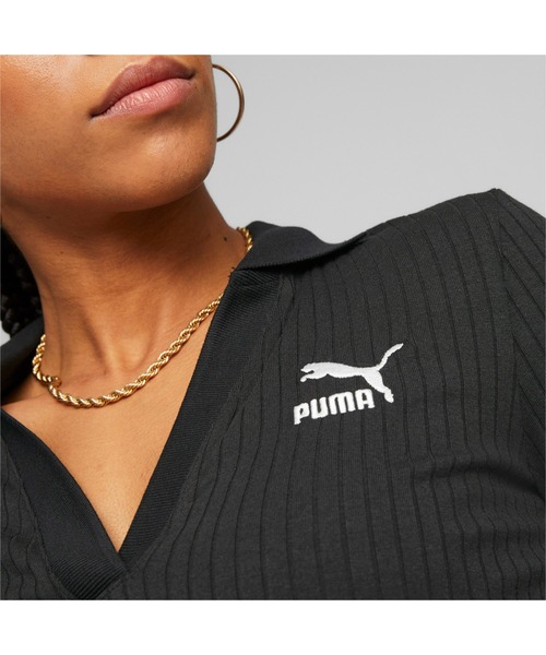 PUMA(プーマ)の「PUMA プーマ ウィメンズ CLASSICS リブ付 Vネック 長袖 Tシャツ(Tシャツ/カットソー・レディース・グリーン/ホワイト系その他/ブラック/ローズ・LARGE/X-SMALL/SMALL/MEDIUM)」の14枚目の写真