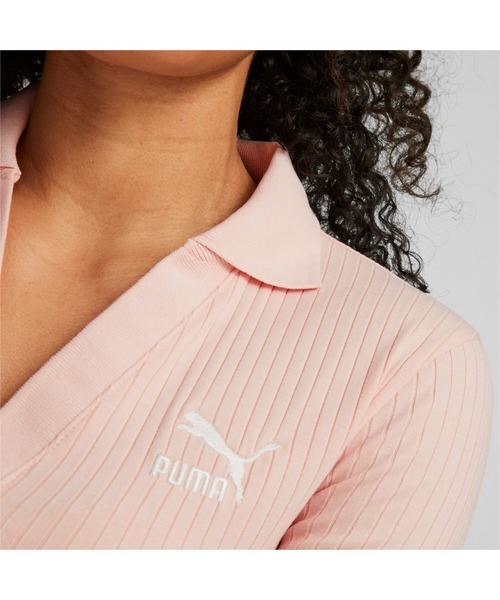 PUMA(プーマ)の「PUMA プーマ ウィメンズ CLASSICS リブ付 Vネック 長袖 Tシャツ(Tシャツ/カットソー・レディース・グリーン/ホワイト系その他/ブラック/ローズ・LARGE/X-SMALL/SMALL/MEDIUM)」の17枚目の写真