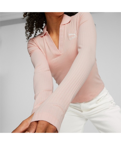 PUMA(プーマ)の「PUMA プーマ ウィメンズ CLASSICS リブ付 Vネック 長袖 Tシャツ(Tシャツ/カットソー・レディース・グリーン/ホワイト系その他/ブラック/ローズ・LARGE/X-SMALL/SMALL/MEDIUM)」の18枚目の写真