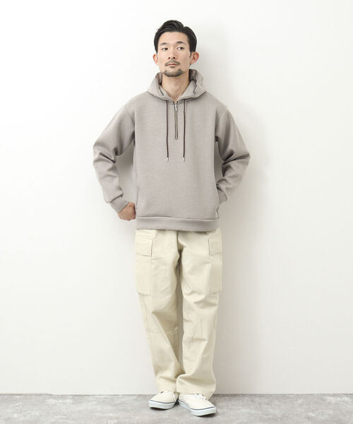 NOLLEY'S goodman(ノーリーズグッドマン)の「ダンボールニット ハーフジップパーカー(パーカー・メンズ・ベージュ/グレイッシュベージュ/ネイビー/ベビーピンク・M/L/XL/S)」の17枚目の写真