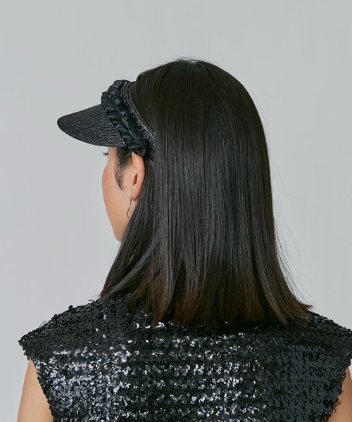 arth(アース)の「arth Frill Ribbon Sun visor(サンバイザー・レディース・ブラック/ナチュラル・FREE)」の10枚目の写真