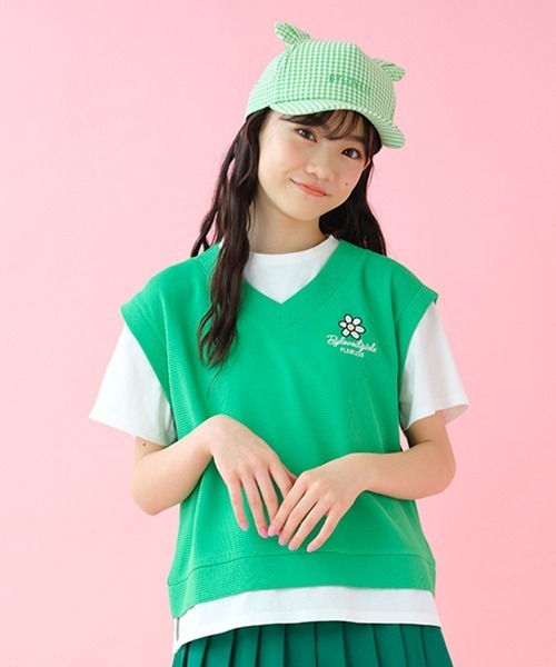 by LOVEiT(バイラビット)の「レイヤード風ベスト(Tシャツ/カットソー・キッズ・ピンク/ベージュ/グリーン・130cm/160cm/120cm/150cm/140cm)」の3枚目の写真