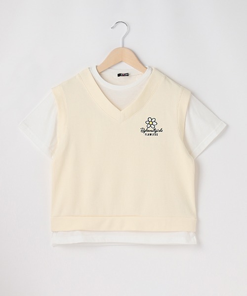 by LOVEiT(バイラビット)の「レイヤード風ベスト(Tシャツ/カットソー・キッズ・ピンク/ベージュ/グリーン・130cm/160cm/120cm/150cm/140cm)」の4枚目の写真