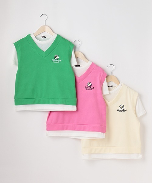 by LOVEiT(バイラビット)の「レイヤード風ベスト(Tシャツ/カットソー・キッズ・ピンク/ベージュ/グリーン・130cm/160cm/120cm/150cm/140cm)」の13枚目の写真