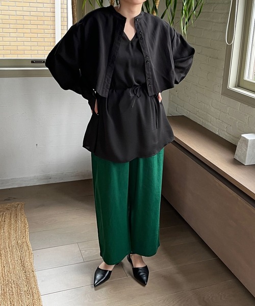 LOWRYS FARM（ローリーズファーム）の「マルチＷＡＹドッキングシャツロングスリーブ　186128（シャツ/ブラウス・レディース・ブラック/グリーン/アイボリー・FREE）」の7枚目の写真