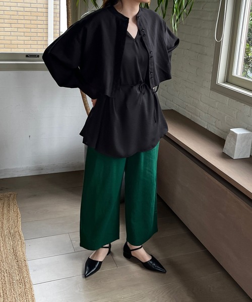 LOWRYS FARM（ローリーズファーム）の「マルチＷＡＹドッキングシャツロングスリーブ　186128（シャツ/ブラウス・レディース・ブラック/グリーン/アイボリー・FREE）」の8枚目の写真