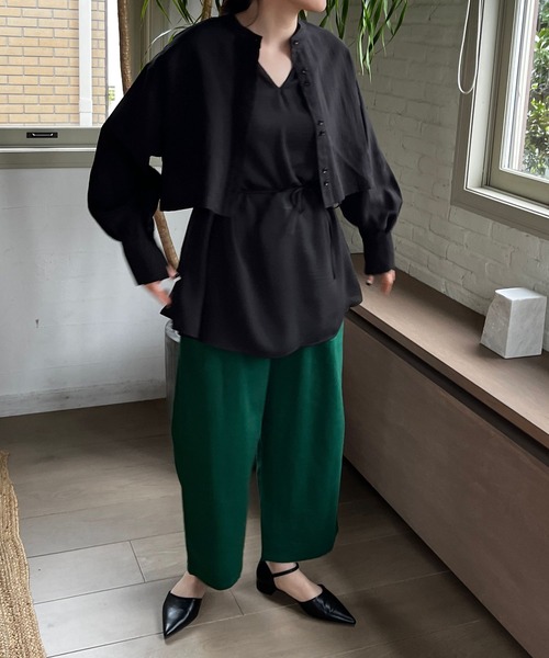 LOWRYS FARM（ローリーズファーム）の「マルチＷＡＹドッキングシャツロングスリーブ　186128（シャツ/ブラウス・レディース・ブラック/グリーン/アイボリー・FREE）」の9枚目の写真