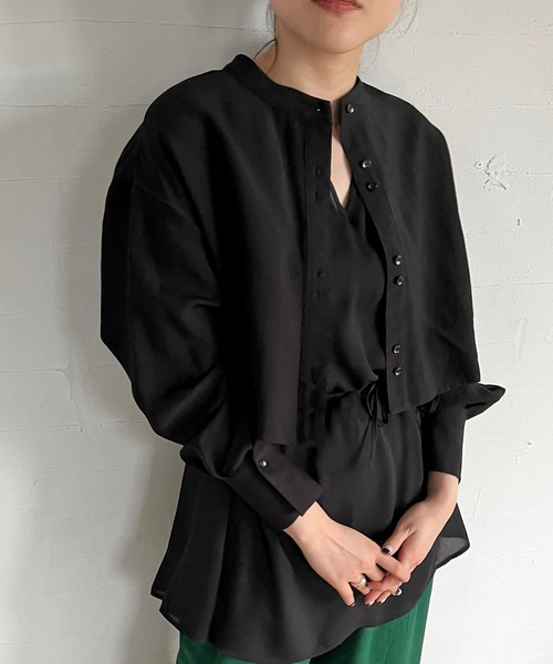 LOWRYS FARM（ローリーズファーム）の「マルチＷＡＹドッキングシャツロングスリーブ　186128（シャツ/ブラウス・レディース・ブラック/グリーン/アイボリー・FREE）」の12枚目の写真