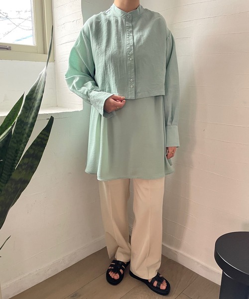 LOWRYS FARM（ローリーズファーム）の「マルチＷＡＹドッキングシャツロングスリーブ　186128（シャツ/ブラウス・レディース・ブラック/グリーン/アイボリー・FREE）」の13枚目の写真