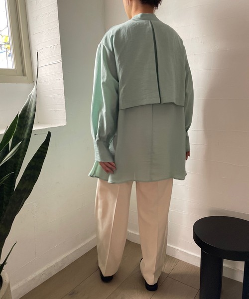 LOWRYS FARM（ローリーズファーム）の「マルチＷＡＹドッキングシャツロングスリーブ　186128（シャツ/ブラウス・レディース・ブラック/グリーン/アイボリー・FREE）」の15枚目の写真