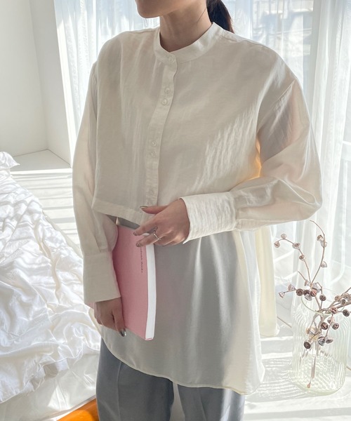 LOWRYS FARM（ローリーズファーム）の「マルチＷＡＹドッキングシャツロングスリーブ　186128（シャツ/ブラウス・レディース・ブラック/グリーン/アイボリー・FREE）」の4枚目の写真