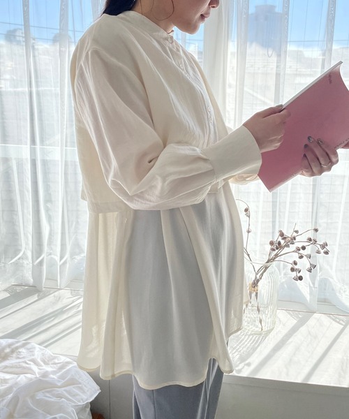 LOWRYS FARM（ローリーズファーム）の「マルチＷＡＹドッキングシャツロングスリーブ　186128（シャツ/ブラウス・レディース・ブラック/グリーン/アイボリー・FREE）」の6枚目の写真