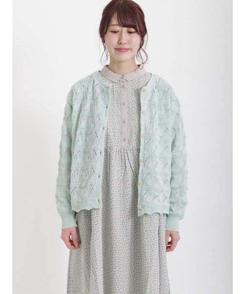 Samansa Mos2(サマンサ モスモス)の「前後着透かし裏地付カーディガン(カーディガン/ボレロ・レディース・ブラック/ベージュ/ミント・フリ-)」の12枚目の写真