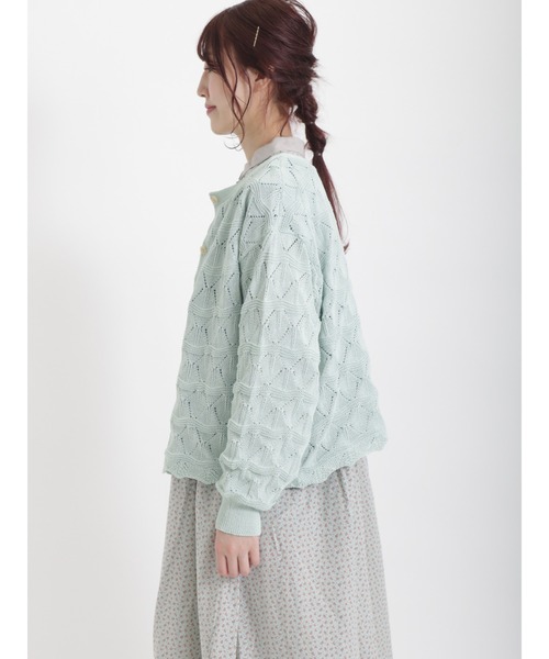 Samansa Mos2(サマンサ モスモス)の「前後着透かし裏地付カーディガン(カーディガン/ボレロ・レディース・ブラック/ベージュ/ミント・フリ-)」の4枚目の写真