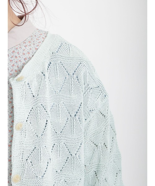 Samansa Mos2(サマンサ モスモス)の「前後着透かし裏地付カーディガン(カーディガン/ボレロ・レディース・ブラック/ベージュ/ミント・フリ-)」の8枚目の写真