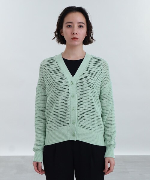 INDIVI(インディヴィ)の「◆【洗える】コットンメッシュ編みカーディガン(カーディガン/ボレロ・レディース・ライトグリーン/ブラック/オフホワイト・19/34/05/13/15 /38)」の13枚目の写真