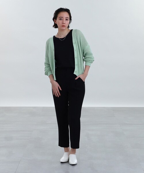 INDIVI(インディヴィ)の「◆【洗える】コットンメッシュ編みカーディガン(カーディガン/ボレロ・レディース・ライトグリーン/ブラック/オフホワイト・19/34/05/13/15 /38)」の18枚目の写真