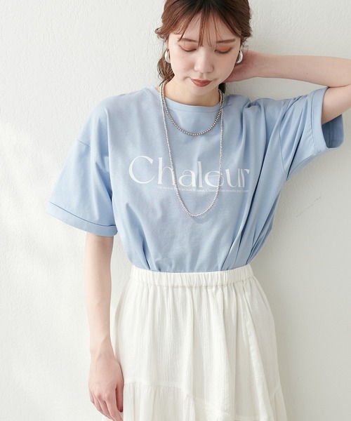 natural couture（ナチュラルクチュール）の「新色追加 / 袖口ロールアップBIGロゴT（Tシャツ/カットソー・レディース・ピンク/サックスブルー/オフホワイト/グレー・FREE）」の4枚目の写真