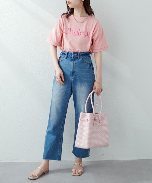 natural couture（ナチュラルクチュール）の「新色追加 / 袖口ロールアップBIGロゴT（Tシャツ/カットソー・レディース・ピンク/サックスブルー/オフホワイト/グレー・FREE）」の7枚目の写真