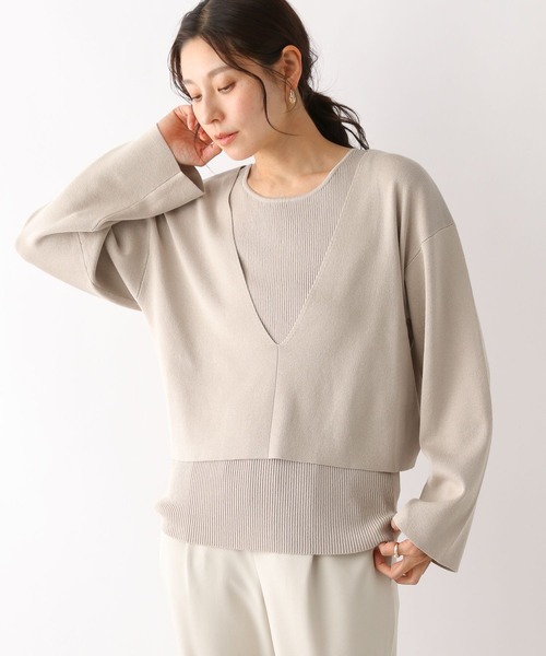 LEPSIM（レプシィム）の「12ゲージ深Vショート2ピースセット　189318（ニット/セーター・レディース・グレー/ベージュ・FREE）」の21枚目の写真