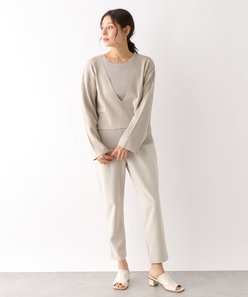 LEPSIM（レプシィム）の「12ゲージ深Vショート2ピースセット　189318（ニット/セーター・レディース・グレー/ベージュ・FREE）」の8枚目の写真