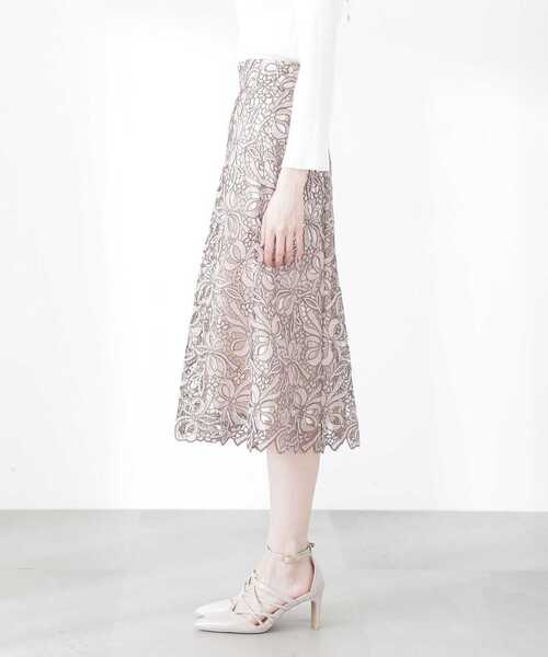 PROPORTION BODY DRESSING（プロポーションボディドレッシング）の「フラワーリボンケミカルレースフレアスカート / 1213120307（スカート・レディース・ベージュ/ピンク/ネイビー・X-SMALL/SMALL/MEDIUM）」の12枚目の写真