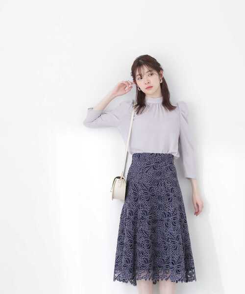 PROPORTION BODY DRESSING（プロポーションボディドレッシング）の「フラワーリボンケミカルレースフレアスカート / 1213120307（スカート・レディース・ベージュ/ピンク/ネイビー・X-SMALL/SMALL/MEDIUM）」の19枚目の写真