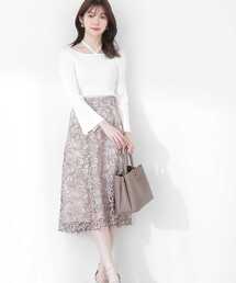PROPORTION BODY DRESSING | フラワーリボンケミカルレースフレアスカート / 1213120307(スカート)