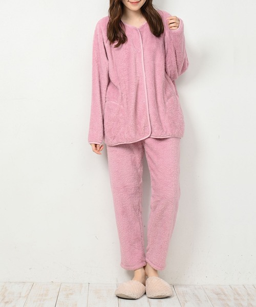 セール】シープボア前釦アウターパンツ上下セット（ルームウェア
