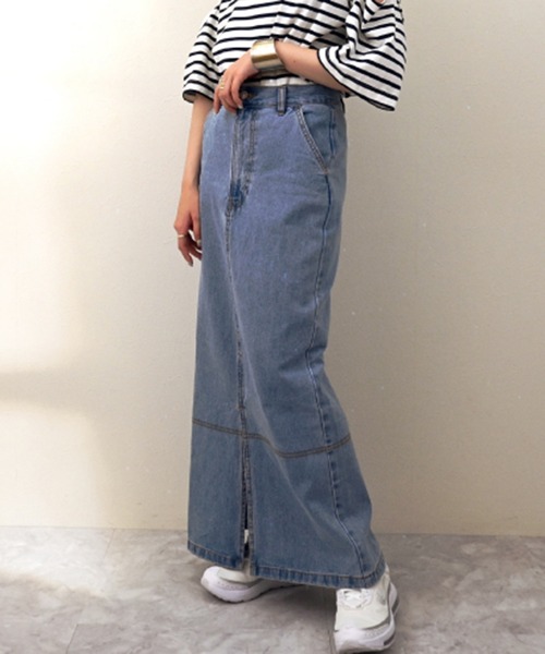 STYLEBLOCK（スタイルブロック）の「デニムタイトロングスカート（デニムスカート・レディース・ライトブルー/ネイビー/ブラック・M）」の3枚目の写真