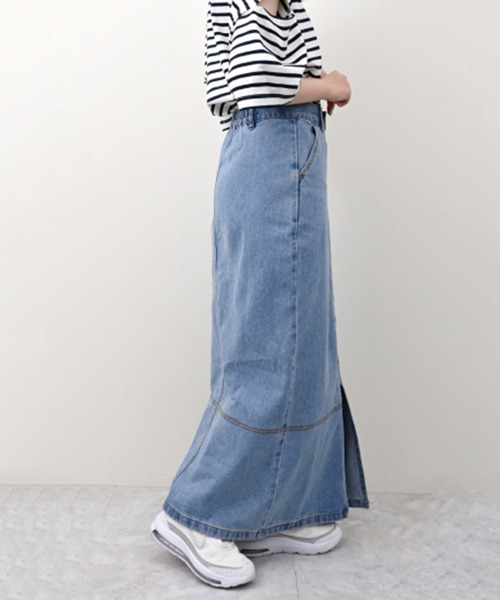 STYLEBLOCK（スタイルブロック）の「デニムタイトロングスカート（デニムスカート・レディース・ライトブルー/ネイビー/ブラック・M）」の7枚目の写真