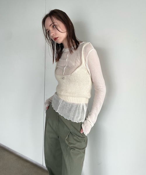 Didot.showroom(ディドット ショールーム)の「シアーニットビスチェ(ベスト・レディース・ブラウン/オートミール・FREE)」の19枚目の写真