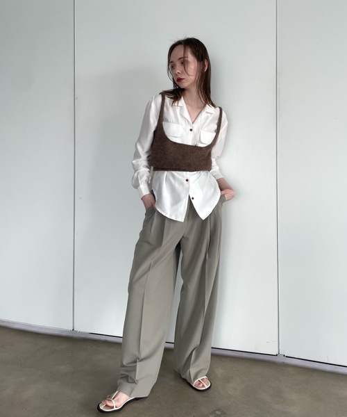 Didot.showroom(ディドット ショールーム)の「シアーニットビスチェ(ベスト・レディース・ブラウン/オートミール・FREE)」の9枚目の写真