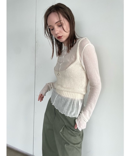 Didot.showroom(ディドット ショールーム)の「シアーニットビスチェ(ベスト・レディース・ブラウン/オートミール・FREE)」の13枚目の写真