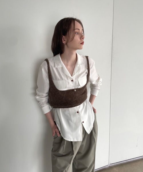 カシミヤブレンドホルターニットビスチェ Didot.showroom Didot.showroom ベスト ジレ カシミヤブレンドホルターニット