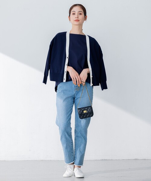 組曲(クミキョク)の「【洗える】シルケットポンチ ラウンドネックカットソー(Tシャツ/カットソー・レディース・ネイビー系/イエロー系/スモーキーグリーン系/アイボリー系・2)」の13枚目の写真